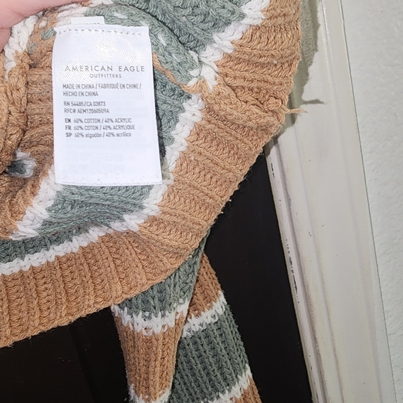 American Eagle Outfitters Tan and Green Striped Knit Top - Picture 3 of 4